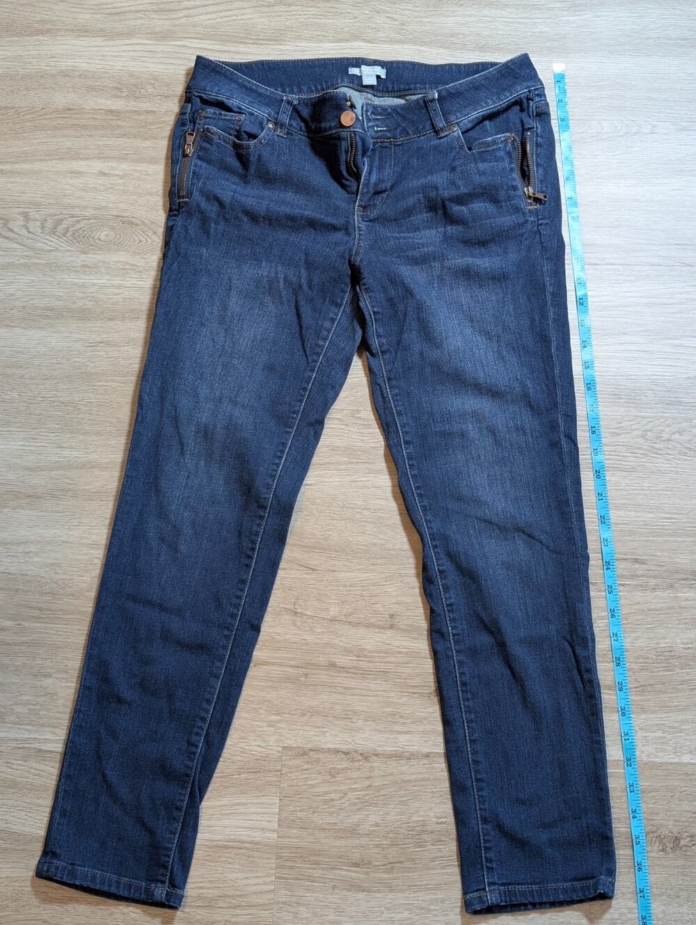 New York & Company Womens Skinny Jeans Size 10 Blue Zip Pocket Stretch Denim